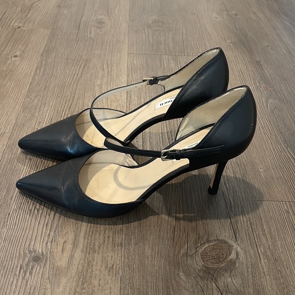 LK Bennett Black Leather Cross Ankle Strap Shoes - Picture 3 of 9